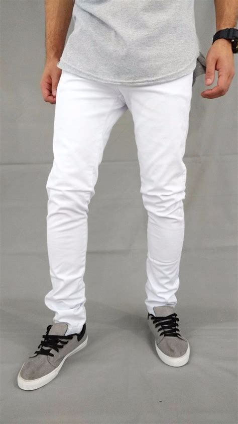 Calça Jeans Masculina Sarja Skinny Branca Pronta Entrega R 74 00 Em Mercado Livre