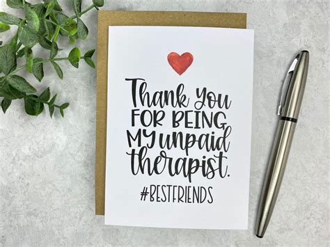 Thank You Card For A Best Friend Thank You For Being My Etsy