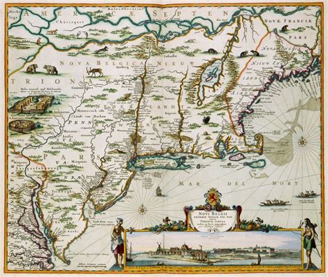 The North American Colony Of New Netherland In The 17th Century Map