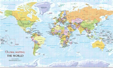 World A3 Map Global Mapping Wall Map Isbn World Map A