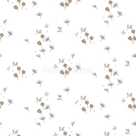 Seamless Floral Pattern With Cute Tiny Small Flowers On White Stock