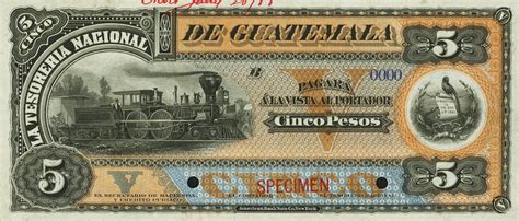 Guatemala Pa5s 5 Pesos From 1882