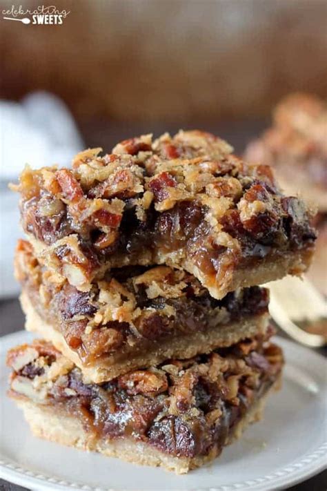 You'll be making it for making these chocolate pecan pie bars are ridiculously easy, and needs no fancy kitchen gadgets. Chocolate Pecan Pie Bars with Coconut - Celebrating Sweets