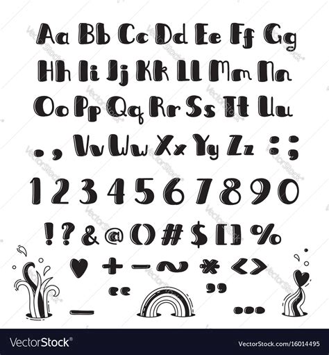 Hand Drawn Alphabet Capital Letters Lowercase Vector Image