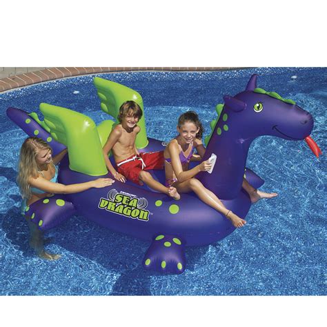 Swim Central 89in Water Sports Inflatable Sea Dragon Pool Ride On Float