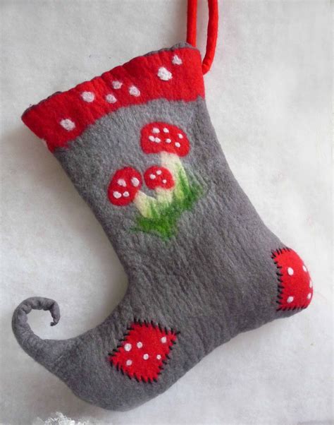 Felted Christmas Stocking Sock Ornament Handmade Wool Etsy