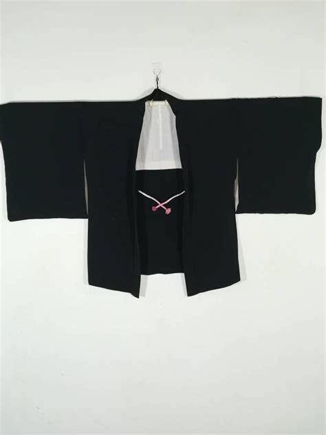 Japanese Black Haori Abstract Floral Kimono Jacket Floral Etsy Uk