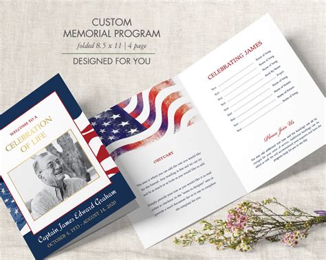 Military Funeral Program Template Printable Funeral Program Etsy