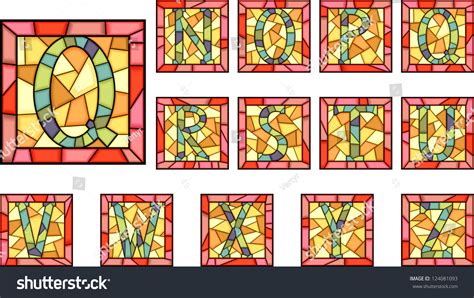 Set Of Mosaic Alphabet Capital Letters From Stained Glass Windows With