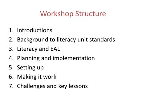 Ppt Workshop Structure Powerpoint Presentation Free Download Id
