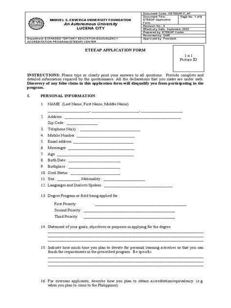 Mseuf Eteeap Application Form Pdf Academic Degree Educational