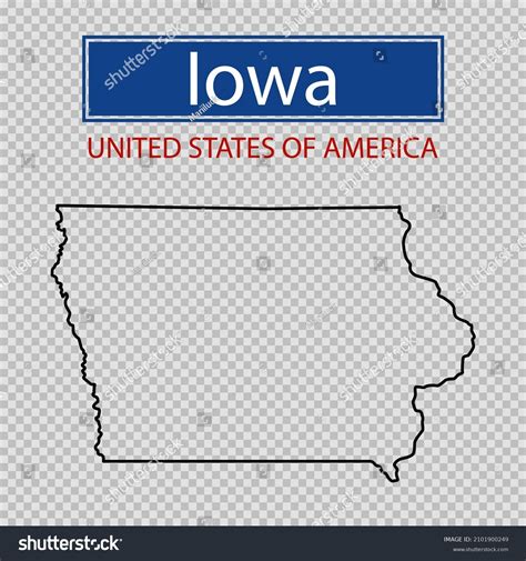 Iowa State Outline Map On Transparent Stock Vector Royalty Free