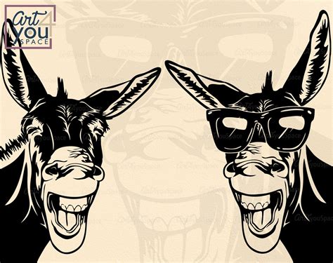 Funny Donkey With Sunglasses SVG PNG DXF Download, Farm Animal Clipart