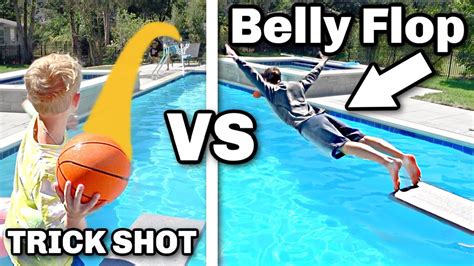 001 Trick Shot Or Fall In The Pool Challenge Youtube