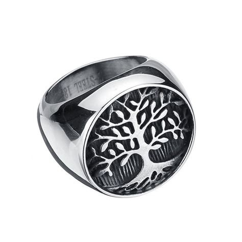Jajafook Mens 316l Stainless Steel Ring Classic Gothic Tree Of Life