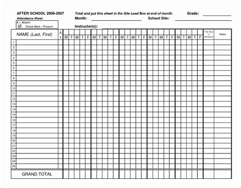 attendance roster template excel excel templates excel templates