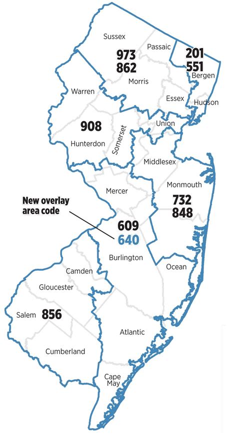 New Jersey Area Code Map