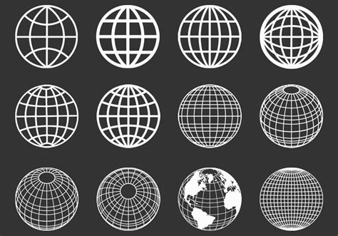 Outlined Globes Spheres Vector Set Graphic Design Posters Cover Art
