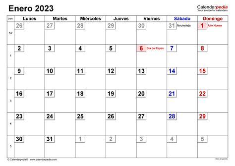 Calendario Enero En Word Excel Y Pdf Calendarpedia Home Interior Design