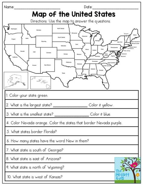 All worksheets are based on latest syllabus. FREE US map elementary worksheet | Social studies ...