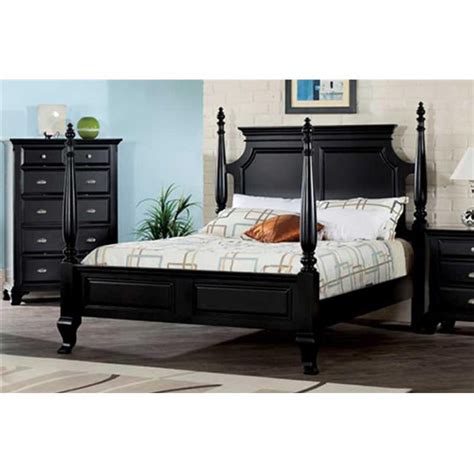 Acme Furniture 10430q Regency Queen Poster Bed Black