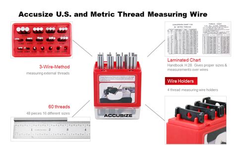 Accusize Industrial Tools Us And Metric Thread Measuring Wire Set