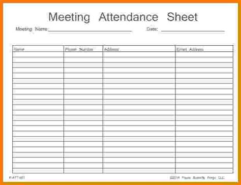 Printable Meeting Attendance Sheet Template Printable Templates