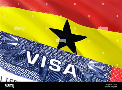 Ghana Visa Document With Ghana Flag In Background Ghana Flag With