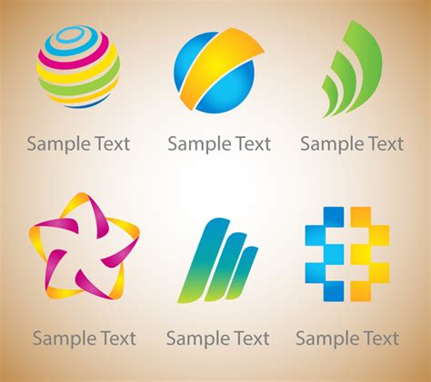 Logo Sets Design With Bright Colors Vectors Graphic Art Designs In