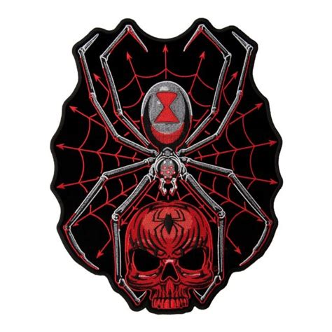 Black Widow Spider Web Red Skull Patch 10x12 Arizona Biker Leathers Llc