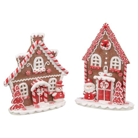 Holiday Time Candy Cane Gingerbread House Decorations 2 Count