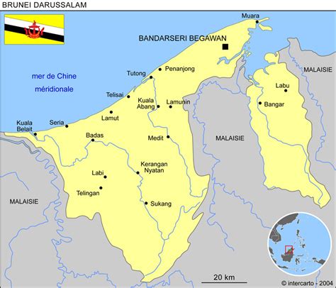 Carte Géographique Et Touristique Du Brunéi Darussalam Bandar Seri