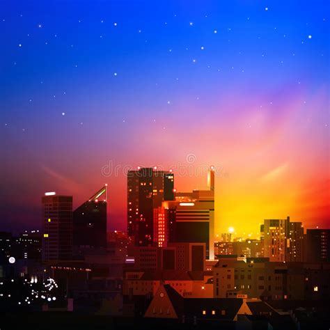 Abstract Background With City At Night Stock Vector Illustration Of