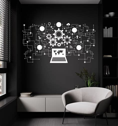 Circuit Board Wall Decal Technology Wall Decal Office Wall Etsy