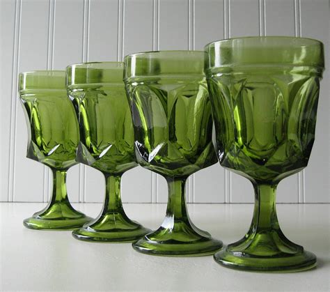 green goblets set of four wine goblets water goblets