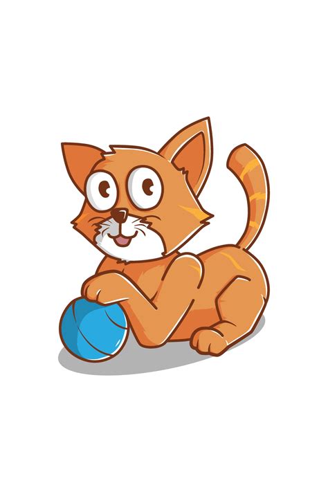 Cat Playing Ball Cartoon Illustration 3065924 Vector Art At Vecteezy