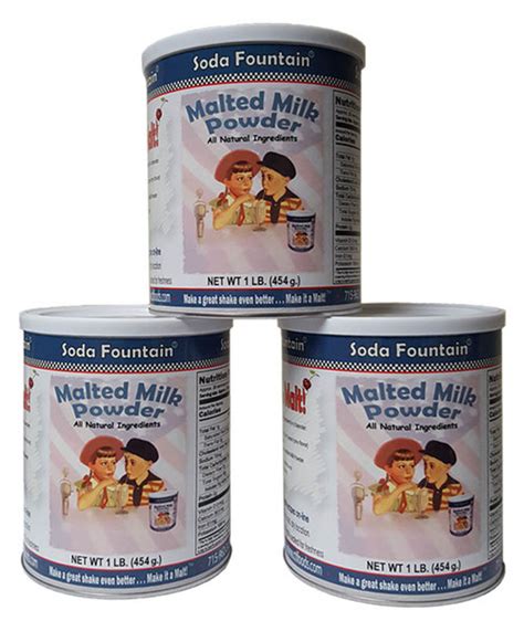 3 Pack Of Soda Fountain Malted Milk Powder 1 Lb Canisters