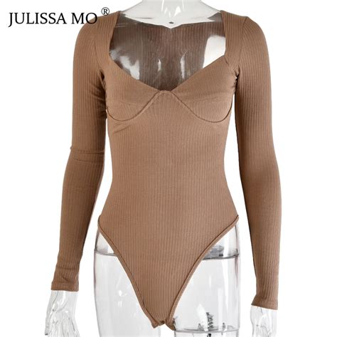 Knitted Long Sleeve Bodysuit Women Tops Sexy V Neck Slim Rompers Casual