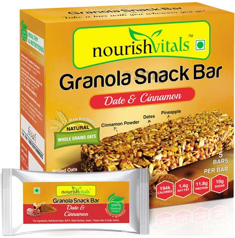 Nourishvitals Granola Snack Bar With Date And Cinnamon 250gm Buy Packet Of 5 0 Bars At Best Price