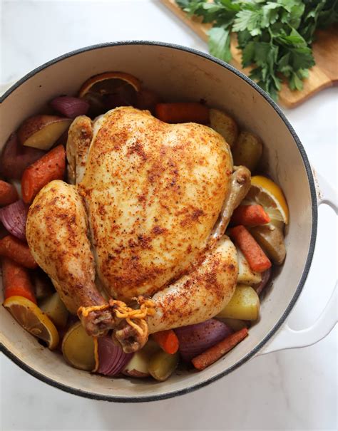 Simple Dutch Oven Roasted Chicken Whole30 Cook At Home Mom