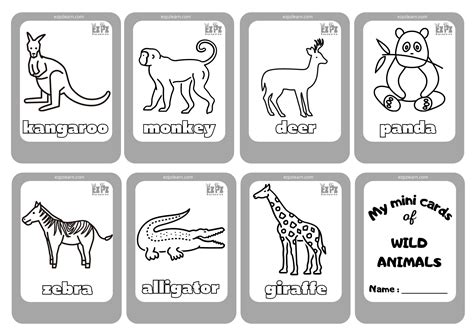 Wild Animals 2 Mini Cards Coloring