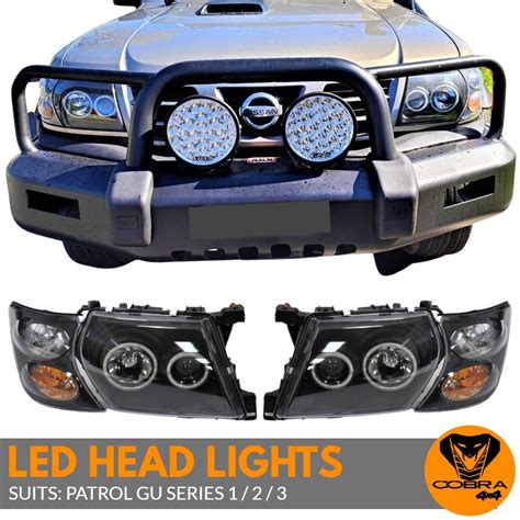 Black Smoked Nissan Patrol Set Of Headlight Lights Gu4 102004 2015