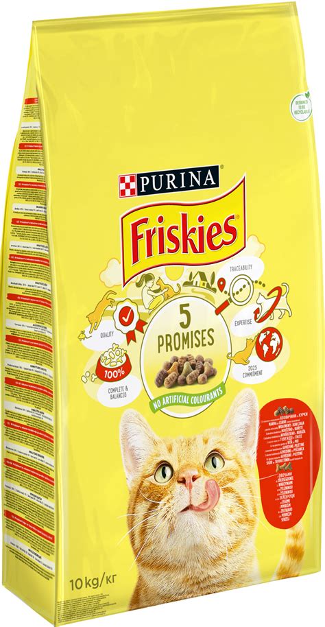 Сухой корм для взрослых котов Purina Friskiesс говядиной курицей и