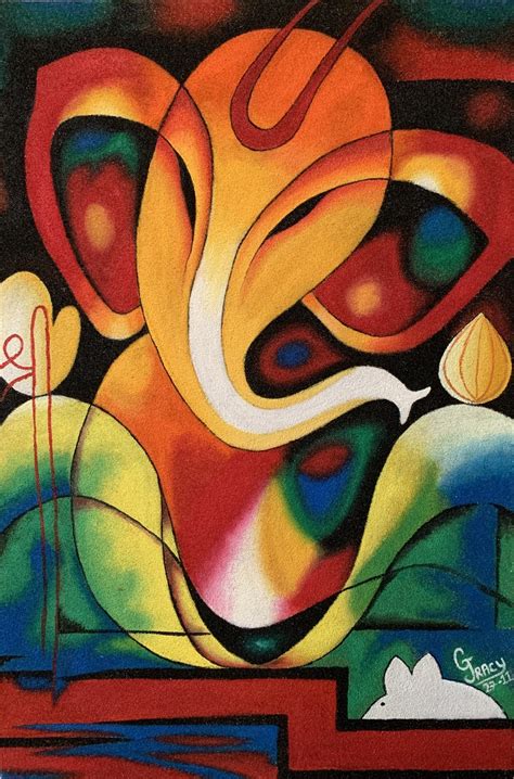 The Gallery Of The Best Ganesha Abstract Painting For 3 Spaces