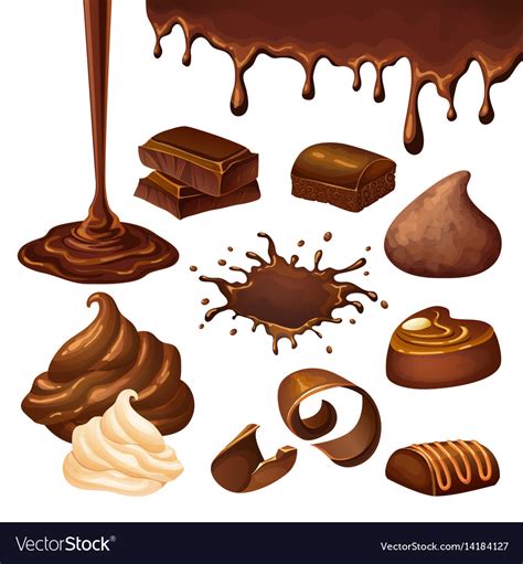 Cartoon Chocolate Elements Set Royalty Free Vector Image