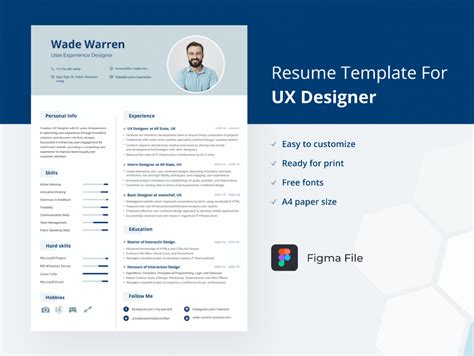 Ux Designer Figma Resume Template Ui4free
