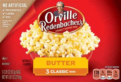Orville Redenbachers Butter Popcorn Classic Bags 3 Count 987 Oz