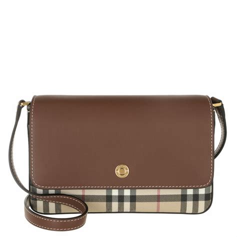 Burberry Checked Crossbody Bag Leather Tanarchive Beige Crossbody