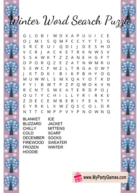 10 Free Printable Winter Word Search Puzzles
