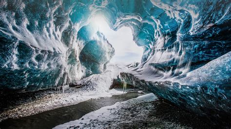 The Entrance Of The Crystal Cave In Vatnajökull National Park Iceland